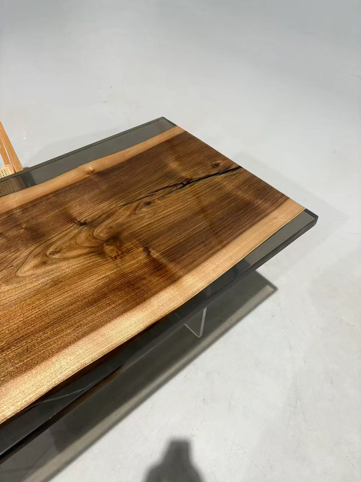 Aurora In Stock 31" x 71" x 1.5" Luxury Asian Black Walnut Epoxy Live Edge Table ATD0117