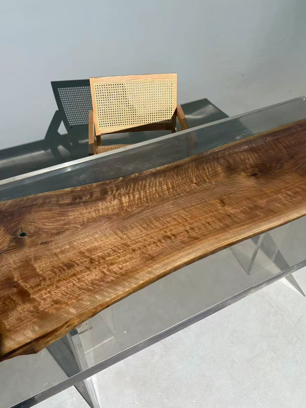 Aurora In Stock 31" x 70" x 2" Luxury Asian Black Walnut Epoxy Live Edge Table ATD0118 (Minor Imperfection)