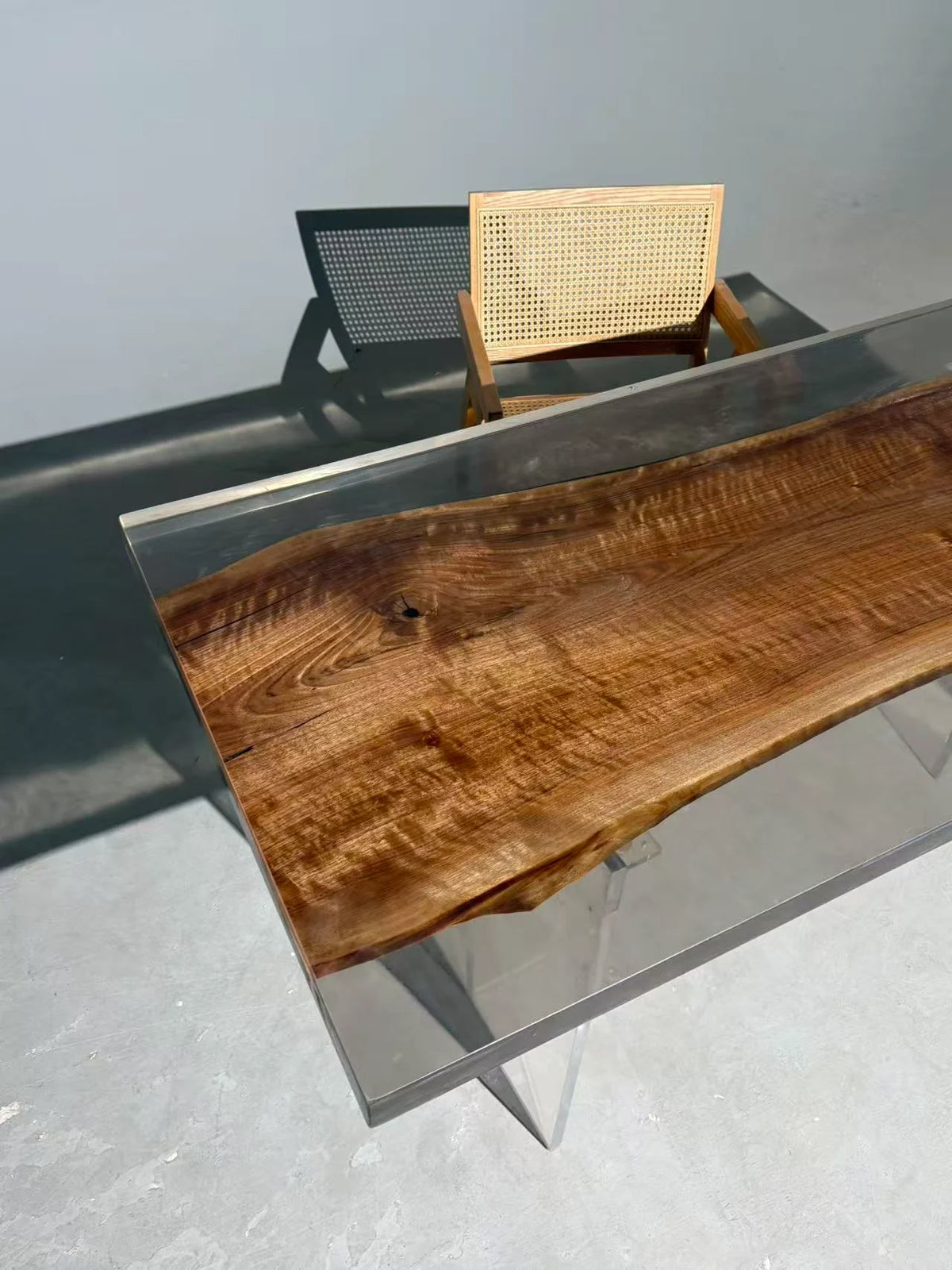 Aurora In Stock 31" x 70" x 2" Luxury Asian Black Walnut Epoxy Live Edge Table ATD0118 (Minor Imperfection)