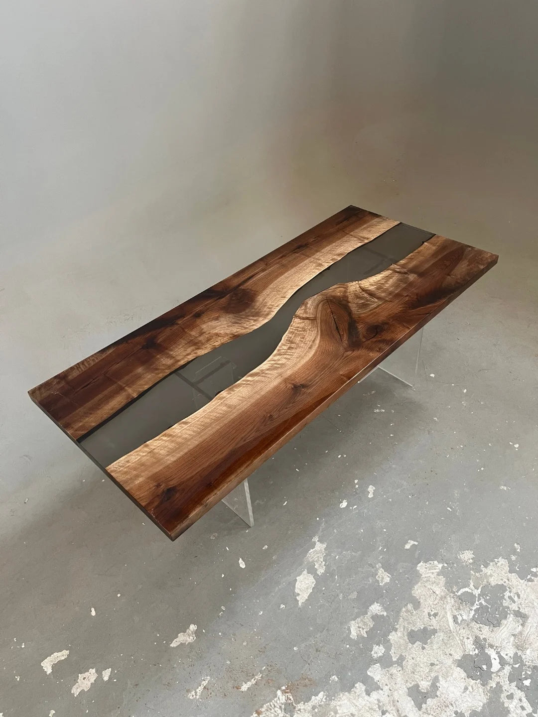 Aurora In Stock 35" x 79" x 2" Luxury Asian Black Walnut Epoxy River Table ATD0119