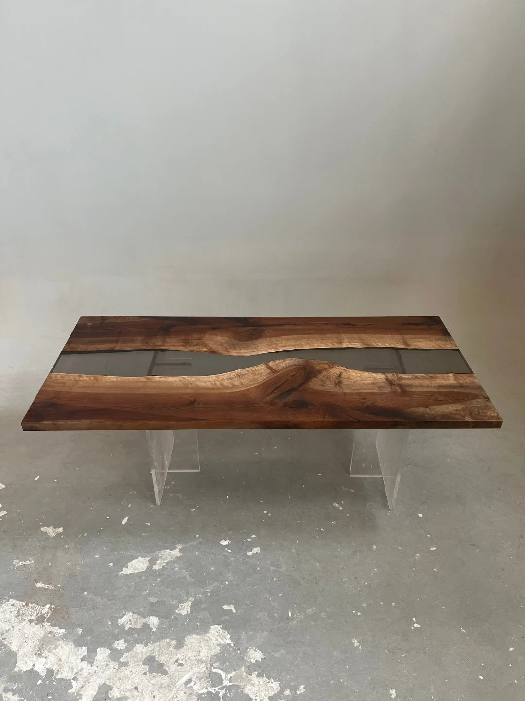 Aurora In Stock 35" x 79" x 2" Luxury Asian Black Walnut Epoxy River Table ATD0119