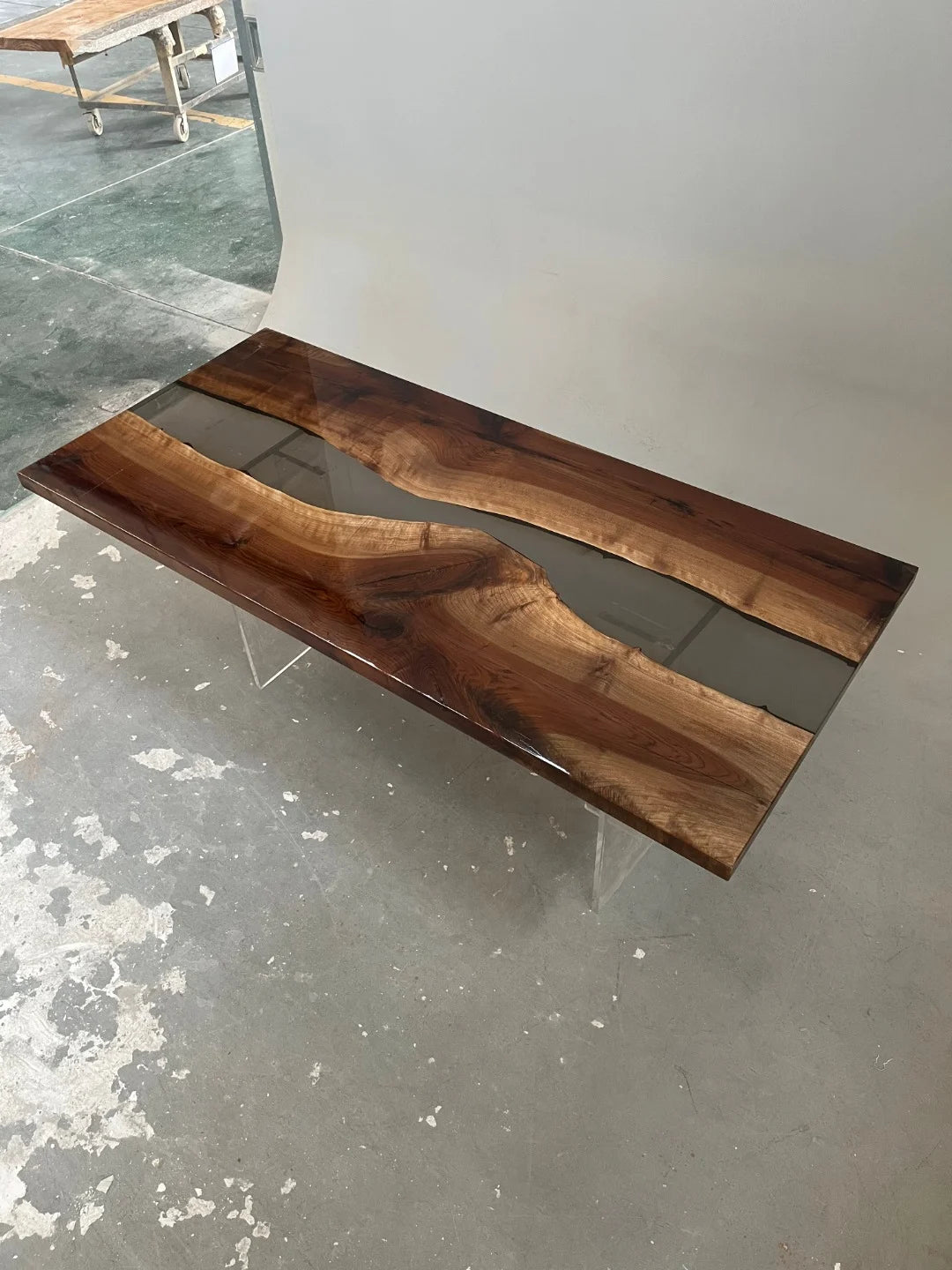 Aurora In Stock 35" x 79" x 2" Luxury Asian Black Walnut Epoxy River Table ATD0119