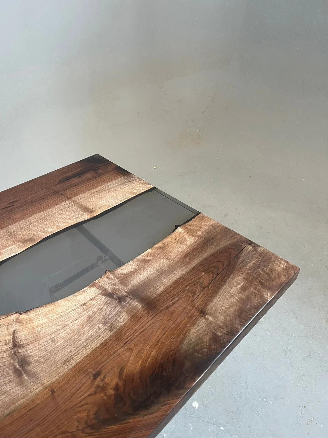 Aurora In Stock 35" x 79" x 2" Luxury Asian Black Walnut Epoxy River Table ATD0119