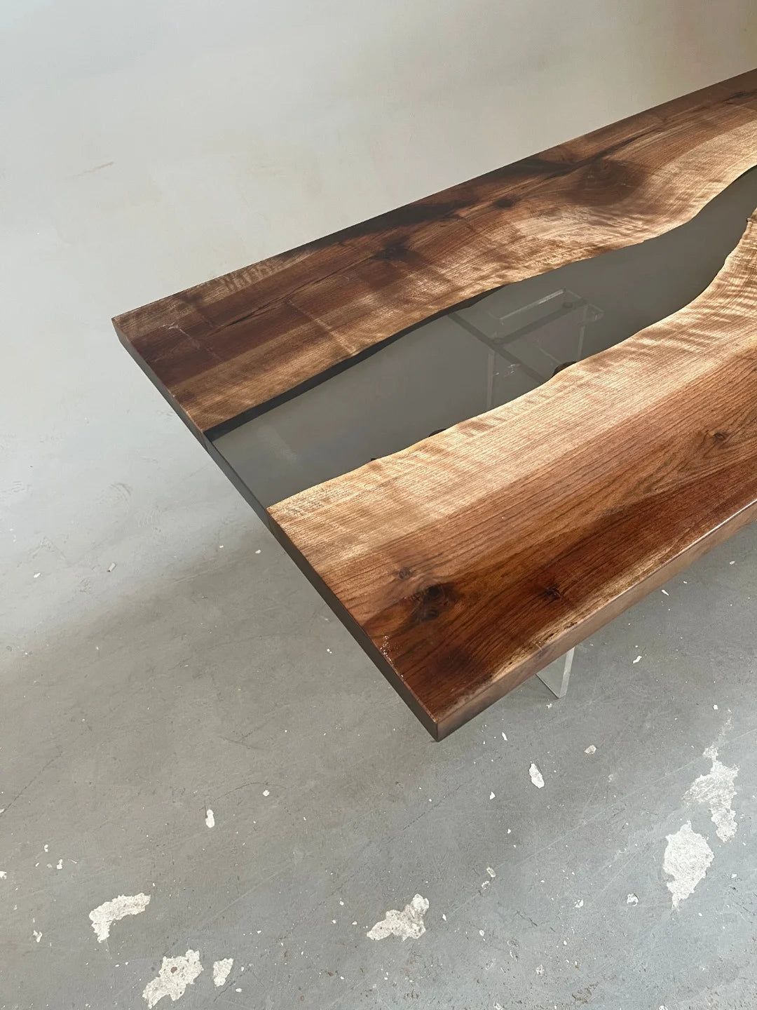 Aurora In Stock 35" x 79" x 2" Luxury Asian Black Walnut Epoxy River Table ATD0119