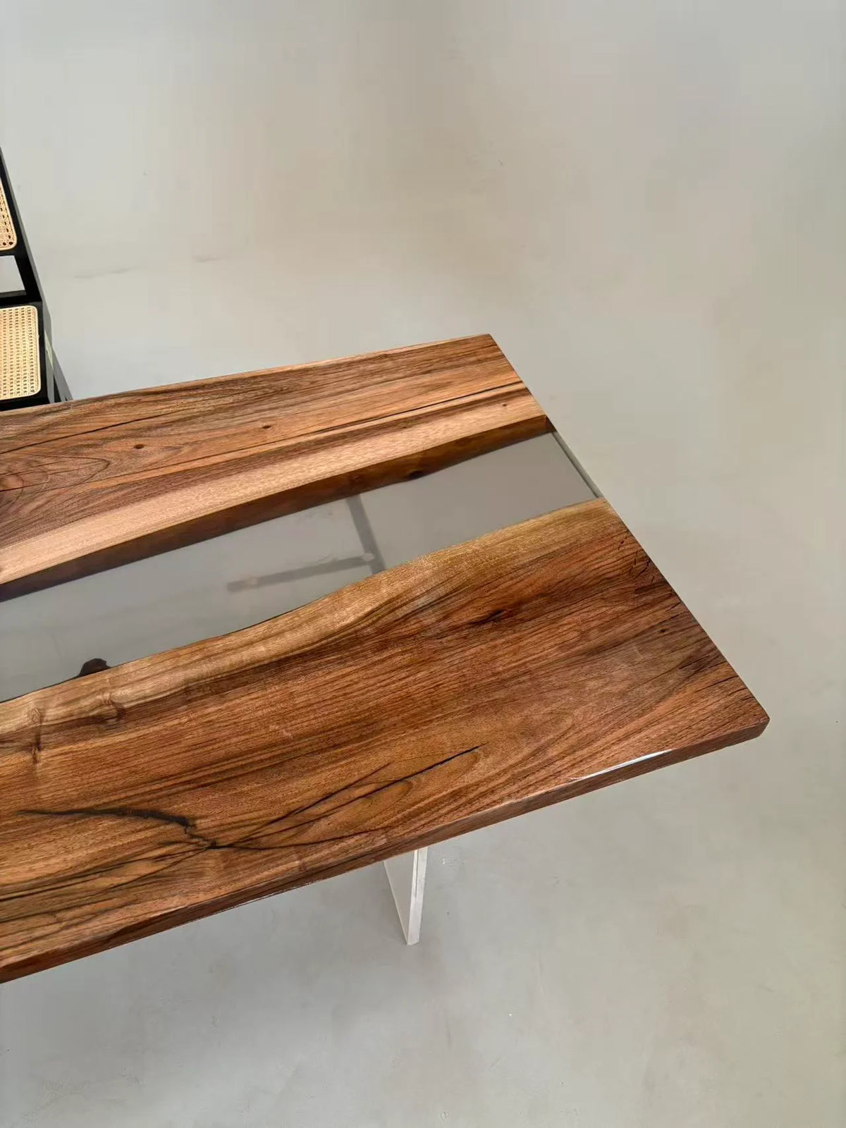 Aurora In Stock 31" x 79" x 1.5" Luxury Asian Black Walnut Epoxy River Table ATD0120