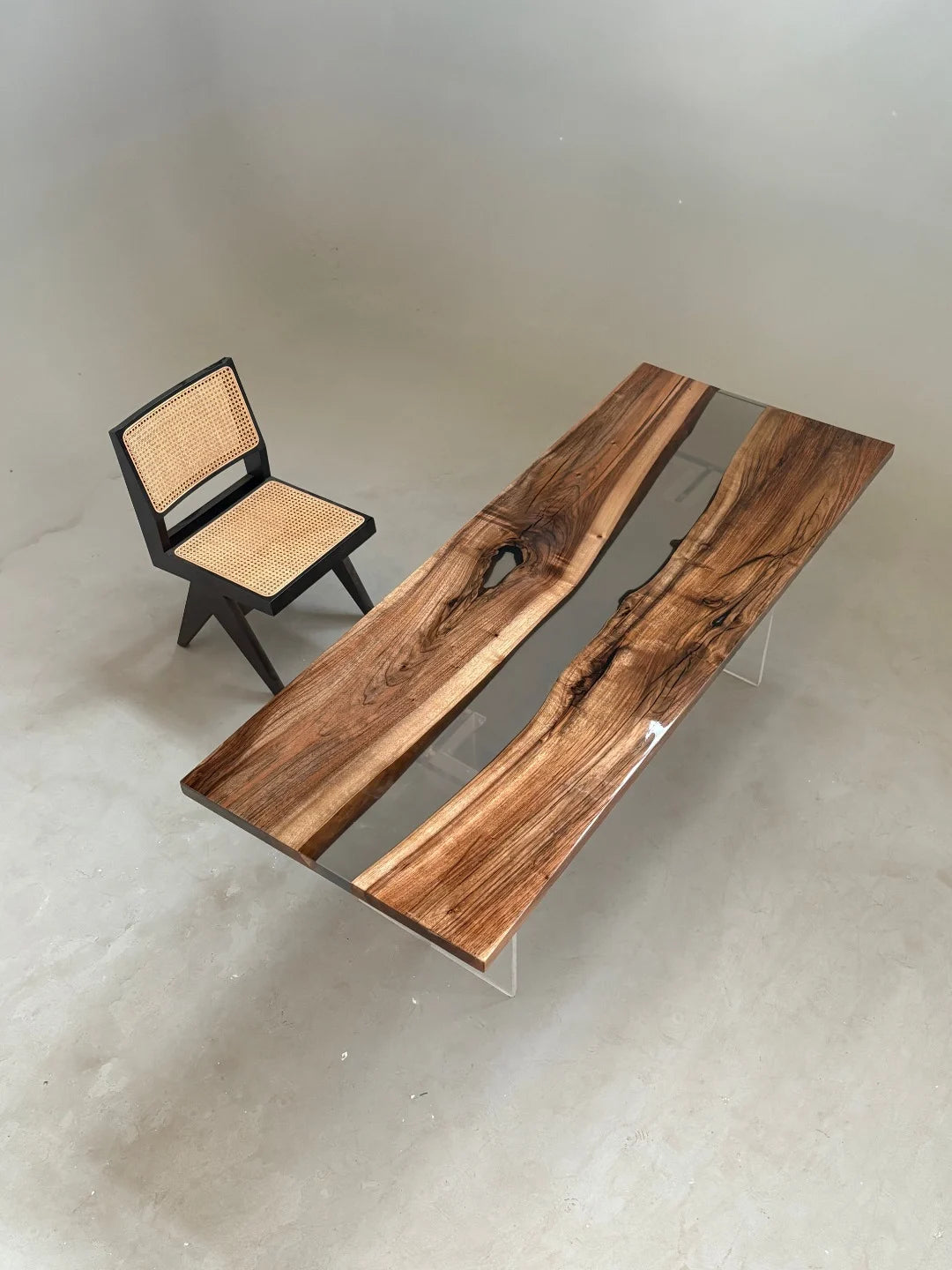 Aurora In Stock 31" x 79" x 1.5" Luxury Asian Black Walnut Epoxy River Table ATD0120