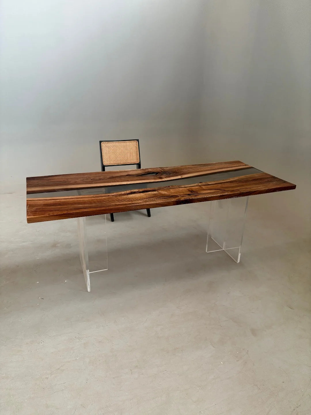 Aurora In Stock 31" x 79" x 1.5" Luxury Asian Black Walnut Epoxy River Table ATD0120