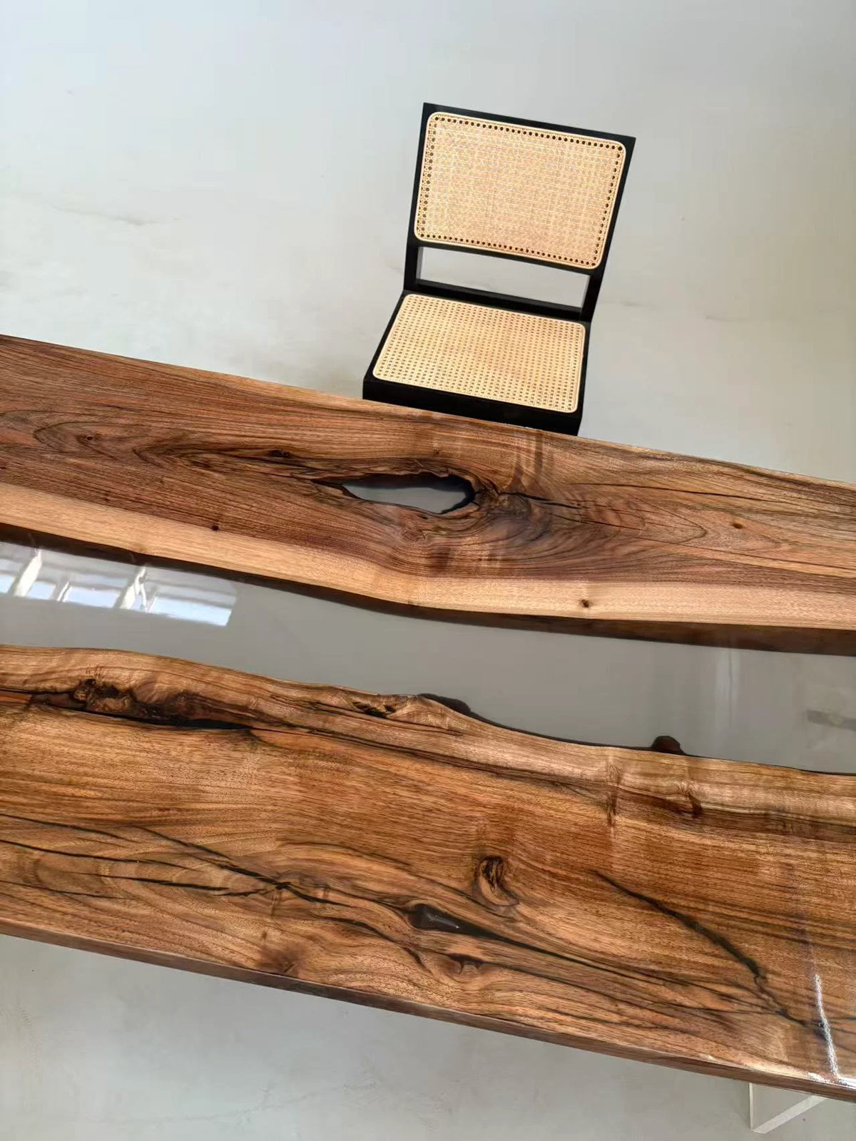 Aurora In Stock 31" x 79" x 1.5" Luxury Asian Black Walnut Epoxy River Table ATD0120