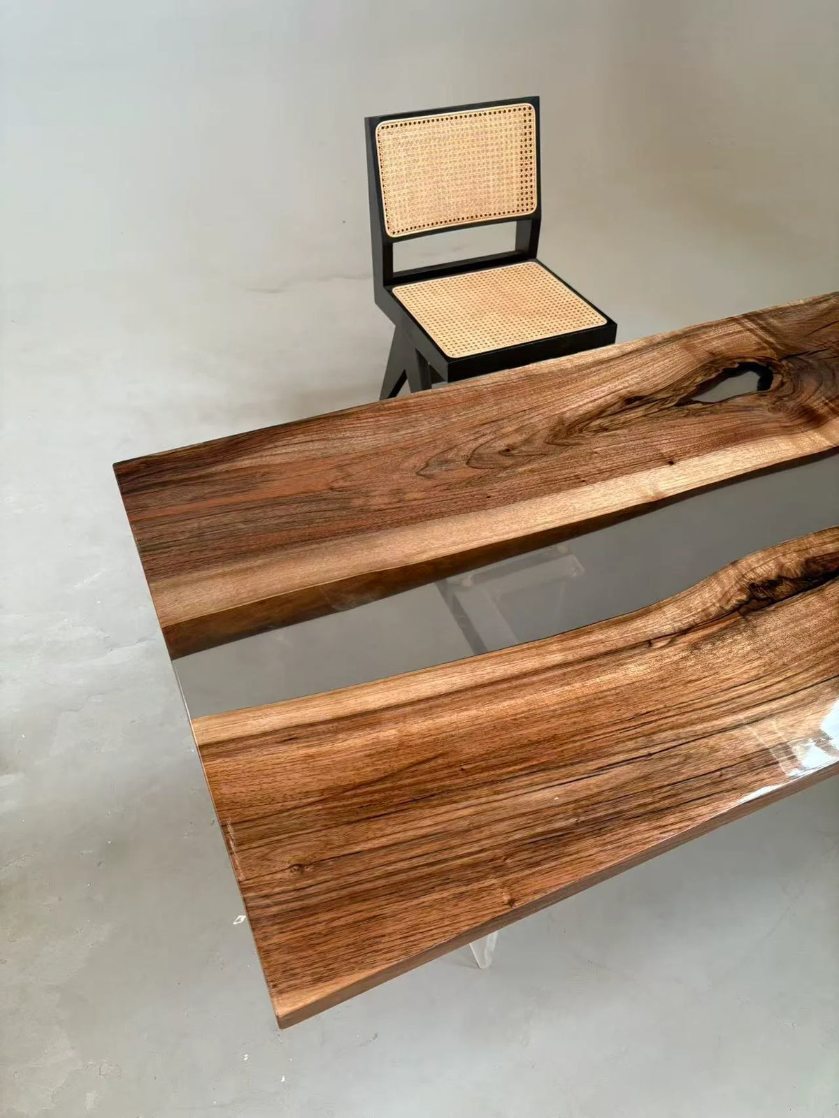 Aurora In Stock 31" x 79" x 1.5" Luxury Asian Black Walnut Epoxy River Table ATD0120
