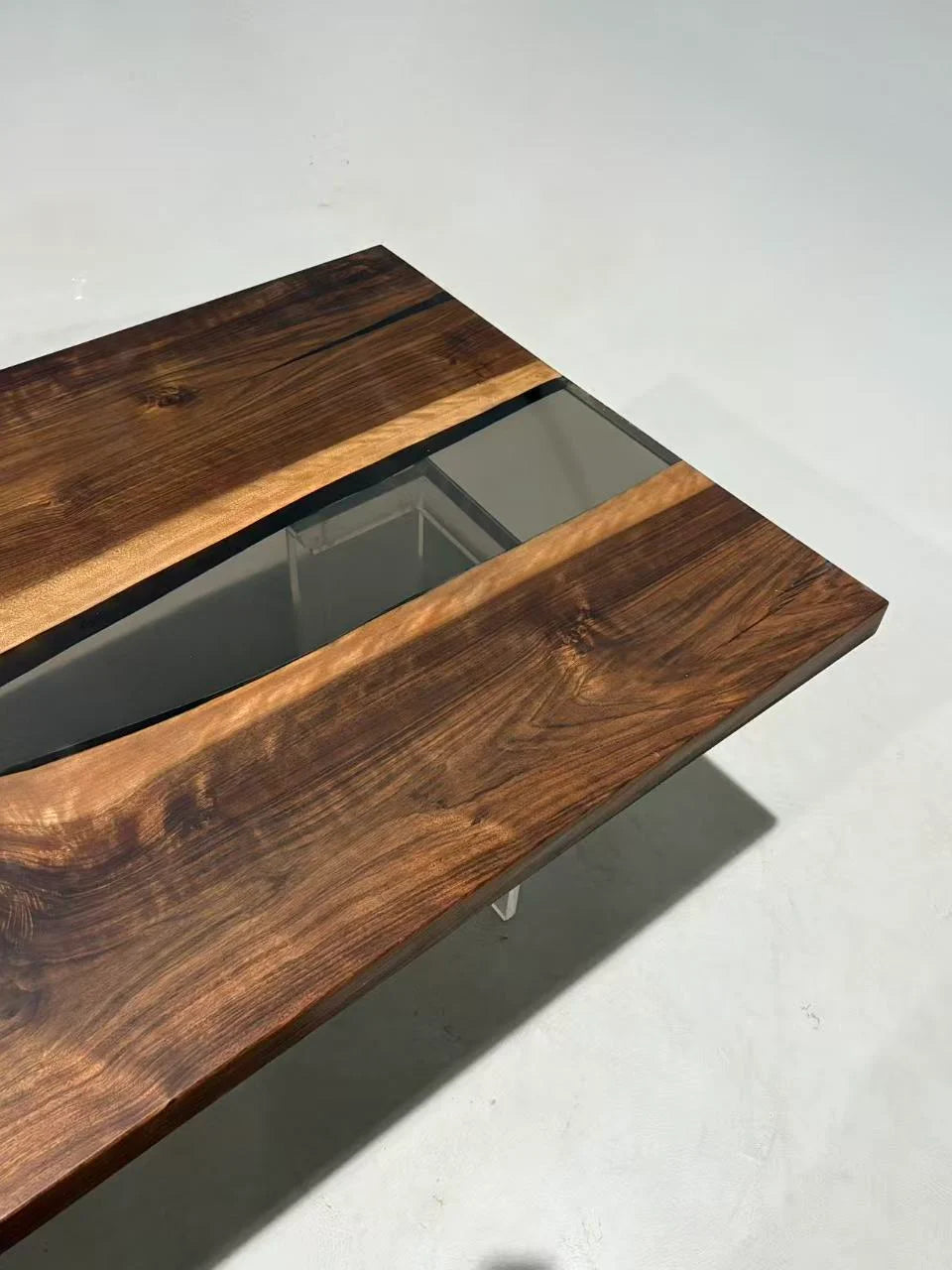 Aurora In Stock 35" x 87" x 2" Luxury Asian Black Walnut Epoxy River Table ATD0121