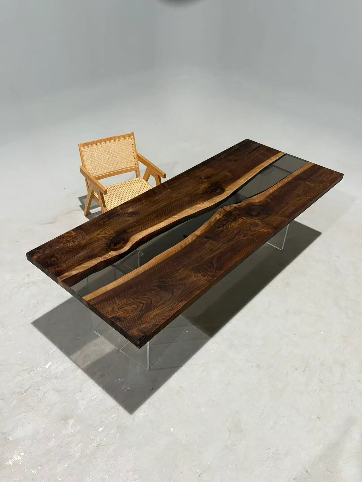 Aurora In Stock 35" x 87" x 2" Luxury Asian Black Walnut Epoxy River Table ATD0121