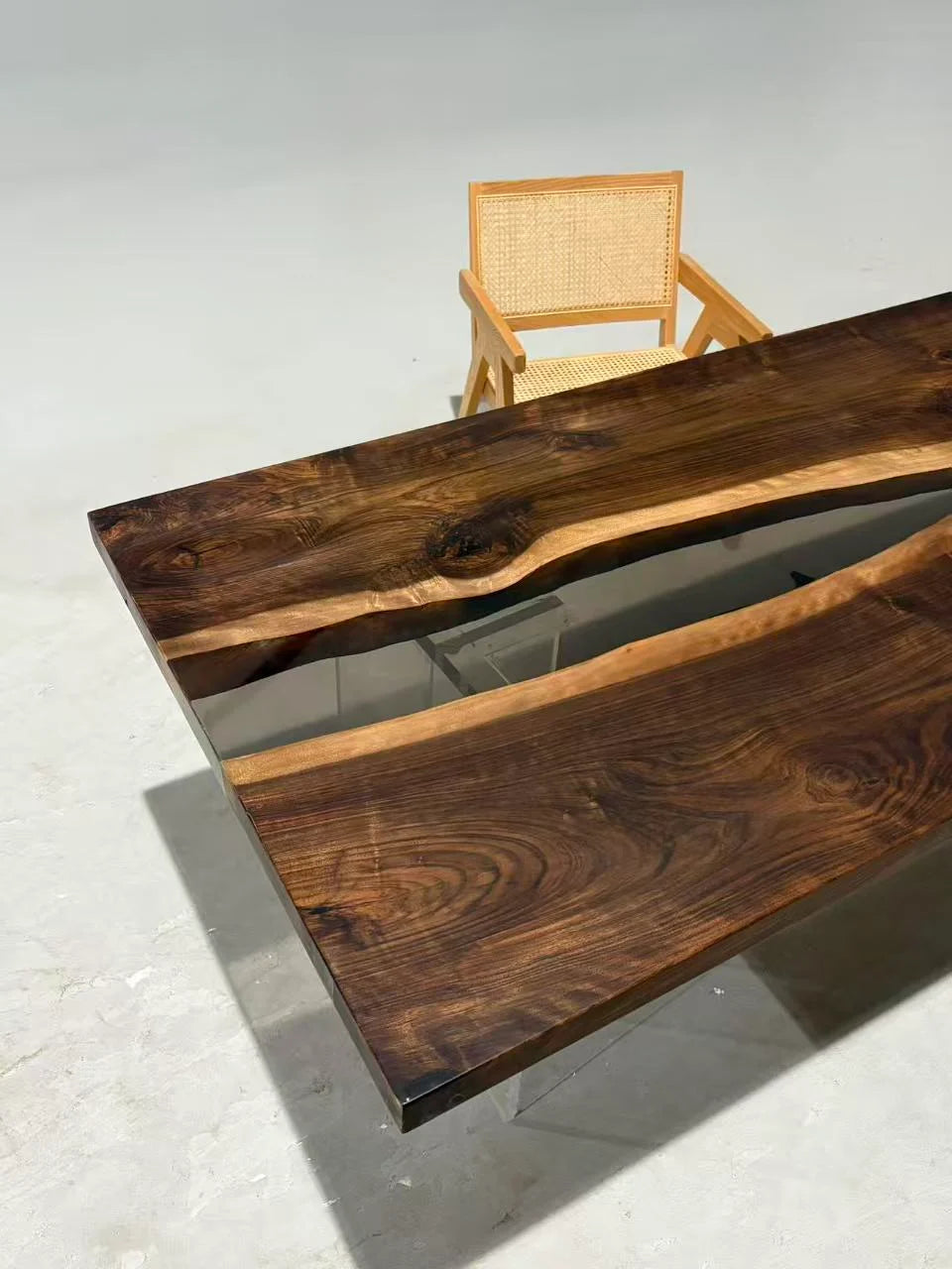 Aurora In Stock 35" x 87" x 2" Luxury Asian Black Walnut Epoxy River Table ATD0121
