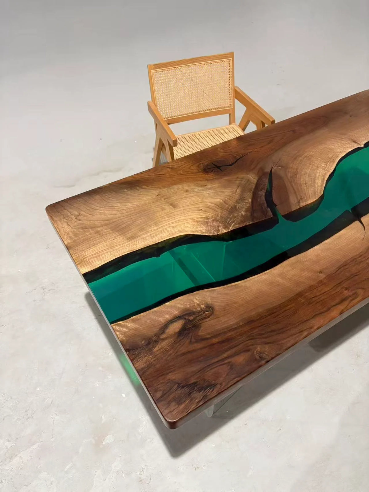 Aurora In Stock 31" x 71" x 2" Luxury Asian Black Walnut Epoxy River Table ATD0122