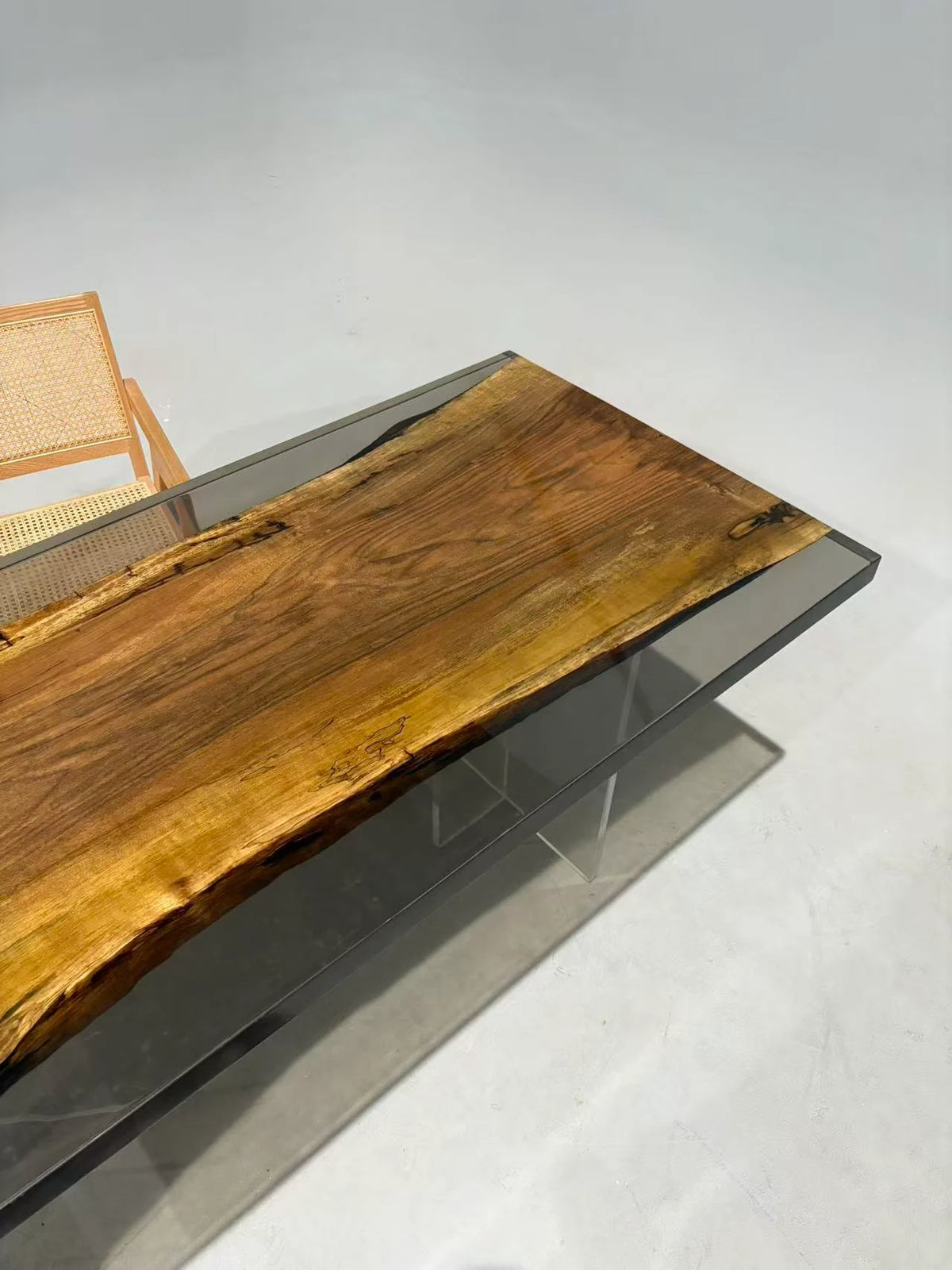 Aurora In Stock 31" x 79" x 2" Luxury Asian Black Walnut Epoxy Live Edge Table ATD0123 (Minor Imperfection)