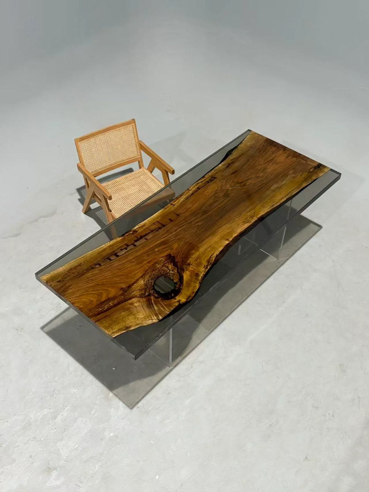 Aurora In Stock 31" x 79" x 2" Luxury Asian Black Walnut Epoxy Live Edge Table ATD0123 (Minor Imperfection)