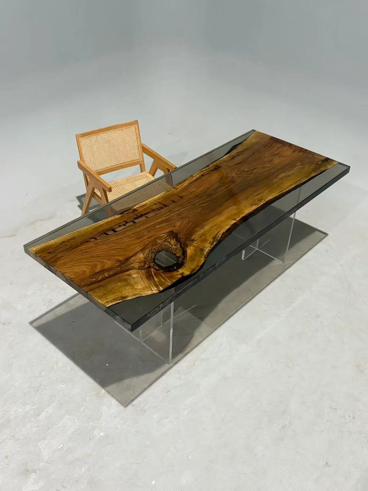 Aurora In Stock 31" x 79" x 2" Luxury Asian Black Walnut Epoxy Live Edge Table ATD0123 (Minor Imperfection)
