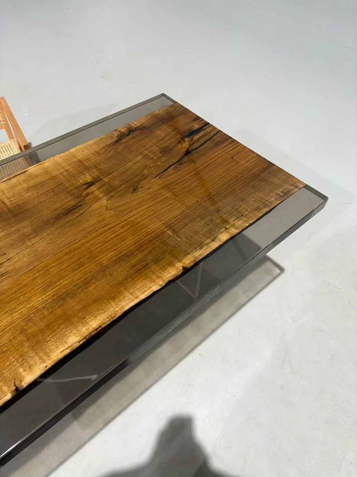 Aurora In Stock 33" x 71" x 2" Luxury Asian Black Walnut Epoxy Live Edge Table ATD0124 (Minor Imperfection)