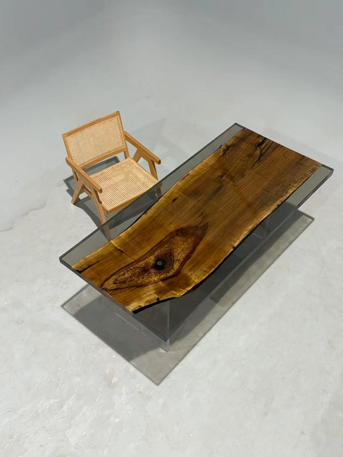 Aurora In Stock 33" x 71" x 2" Luxury Asian Black Walnut Epoxy Live Edge Table ATD0124 (Minor Imperfection)