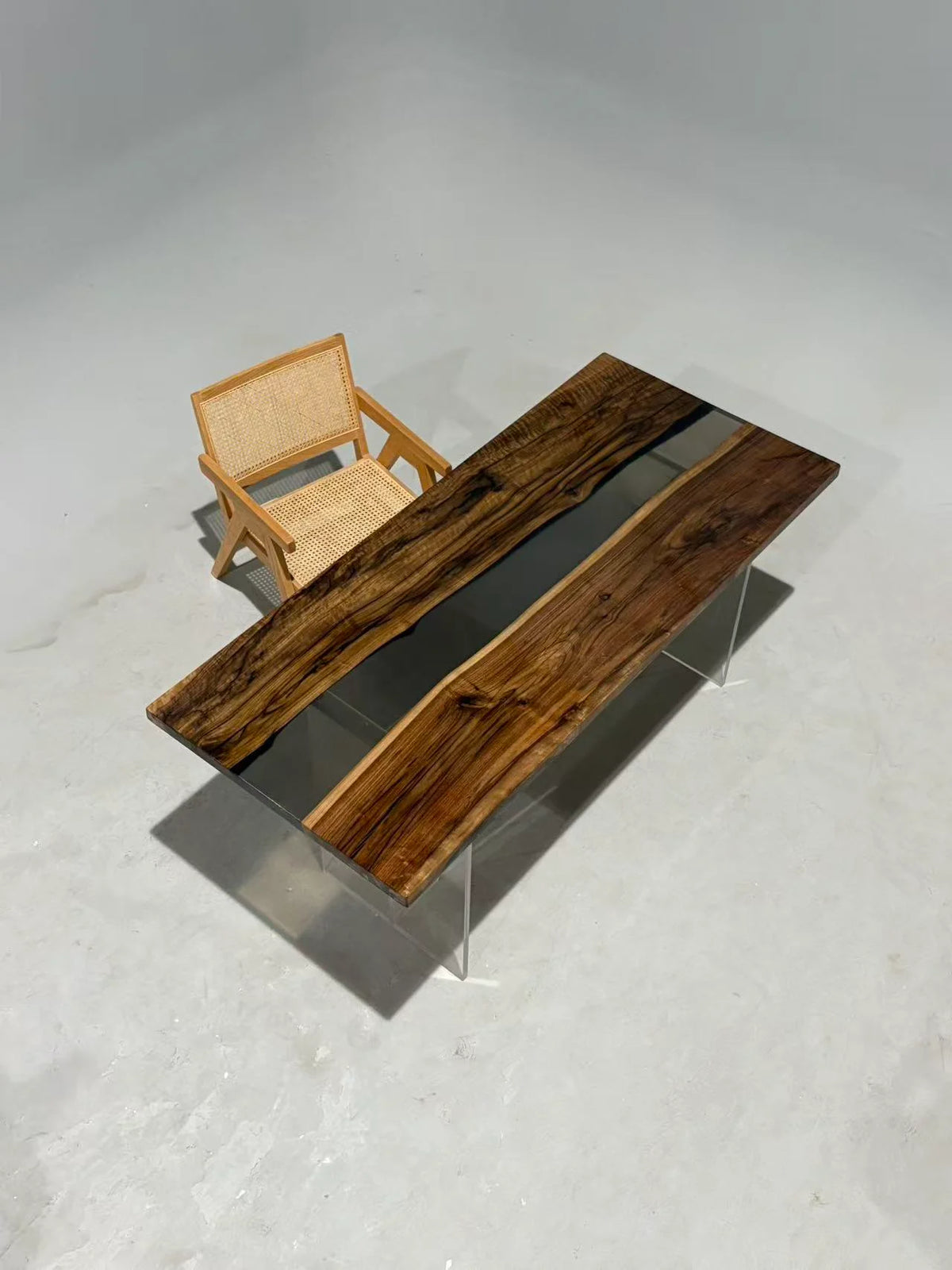 Aurora In Stock 31" x 71" x 1.5" Luxury Asian Black Walnut Epoxy River Table ATD0125 (Minor Imperfection)