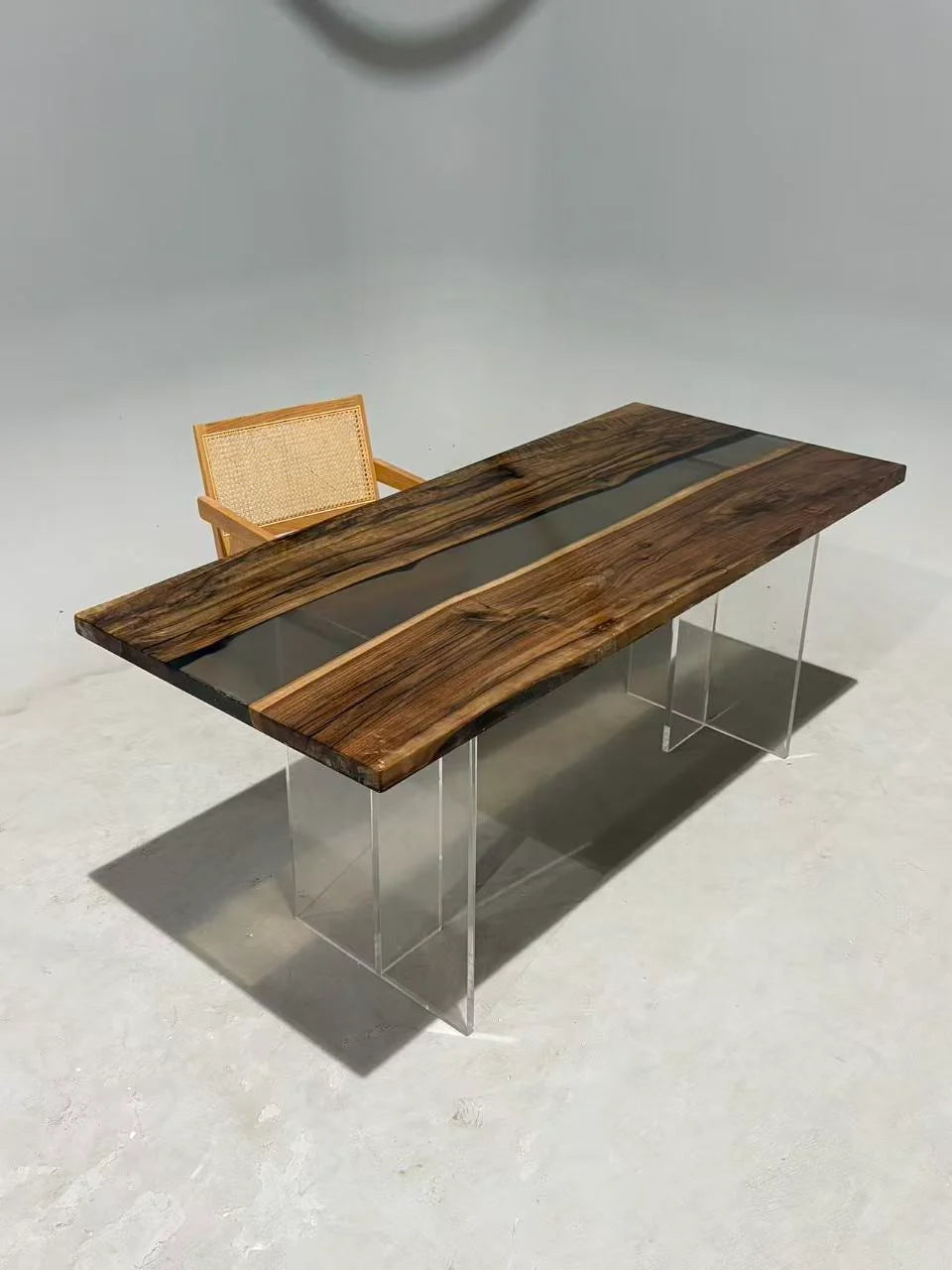 Aurora In Stock 31" x 71" x 1.5" Luxury Asian Black Walnut Epoxy River Table ATD0125 (Minor Imperfection)