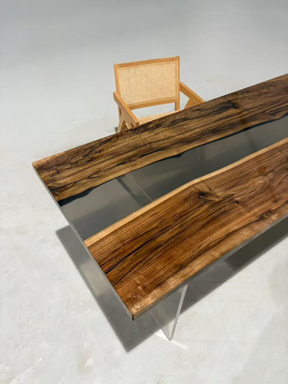Aurora In Stock 31" x 71" x 1.5" Luxury Asian Black Walnut Epoxy River Table ATD0125 (Minor Imperfection)