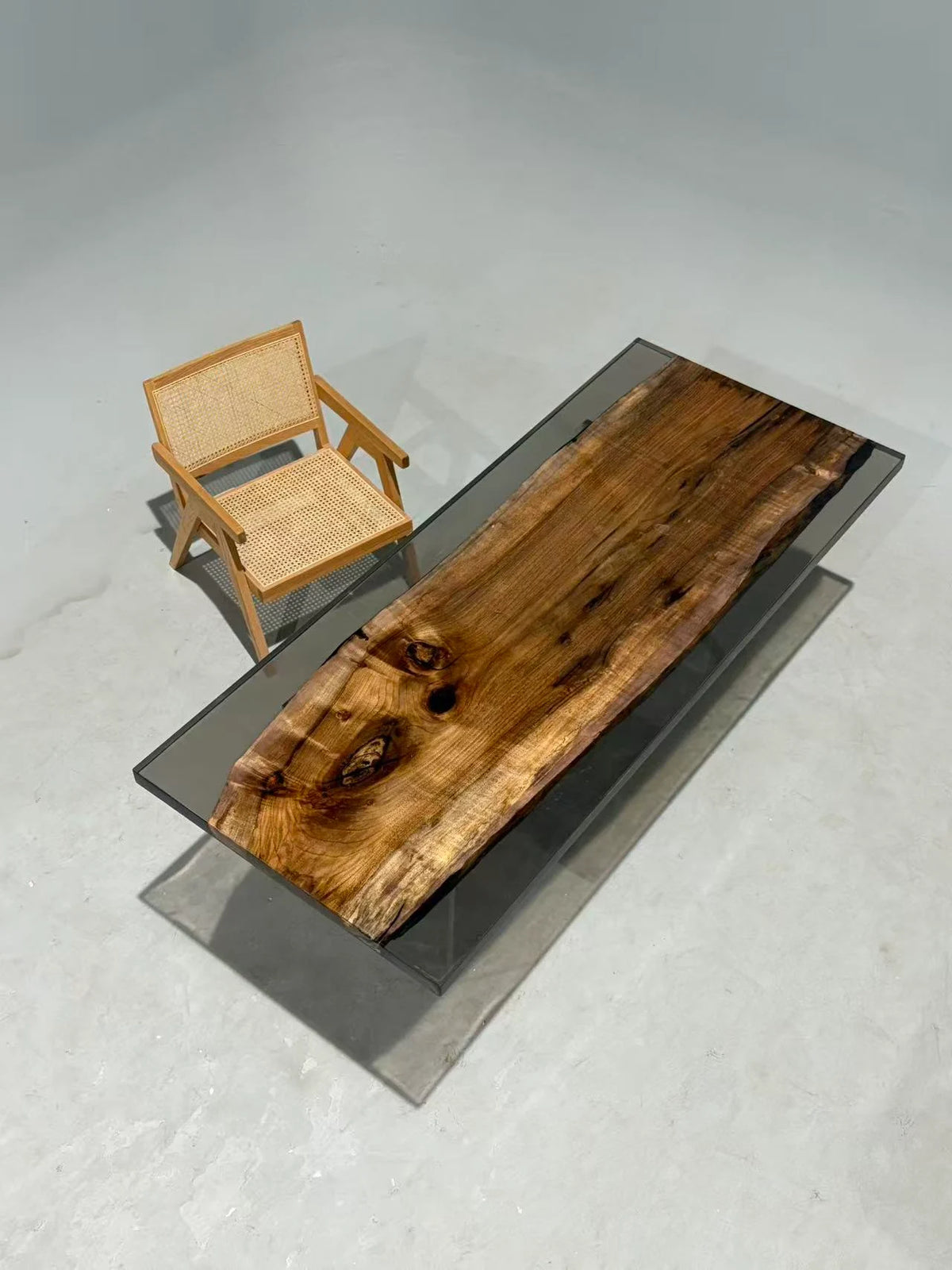 Aurora In Stock 33" x 79" x 2" Luxury Asian Black Walnut Epoxy Live Edge Table ATD0126 (Minor Imperfection)
