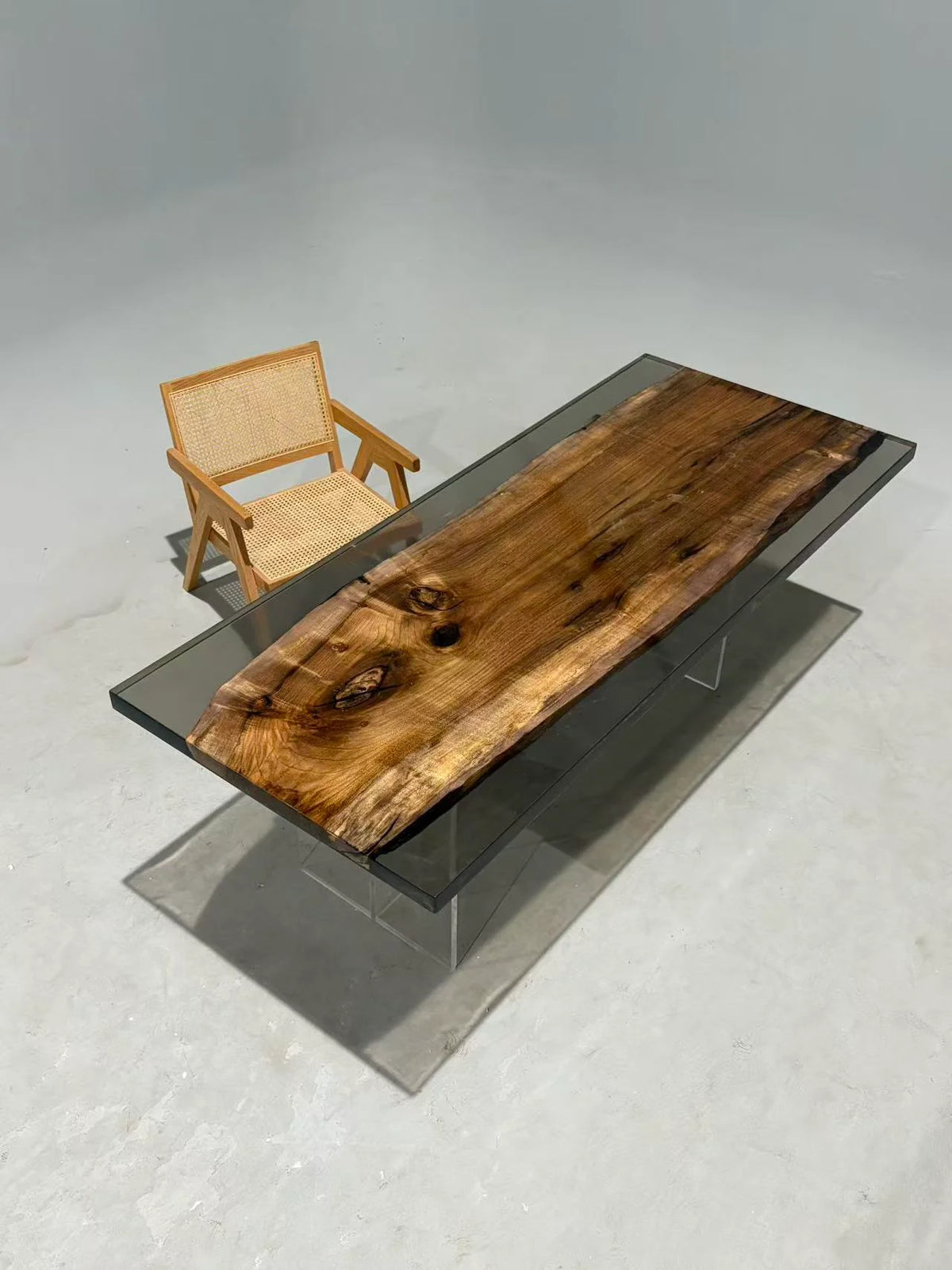 Aurora In Stock 33" x 79" x 2" Luxury Asian Black Walnut Epoxy Live Edge Table ATD0126 (Minor Imperfection)