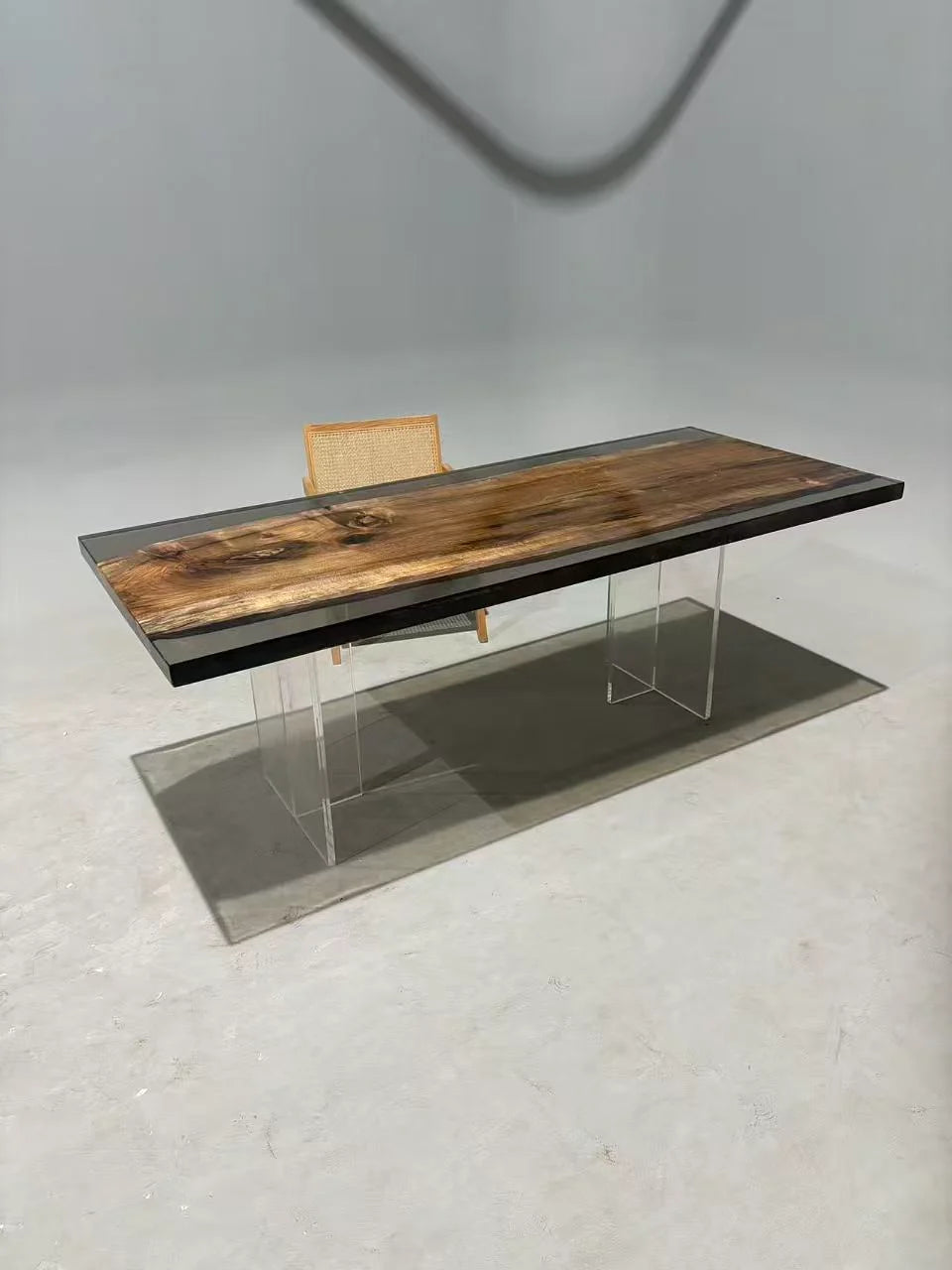 Aurora In Stock 33" x 79" x 2" Luxury Asian Black Walnut Epoxy Live Edge Table ATD0126 (Minor Imperfection)