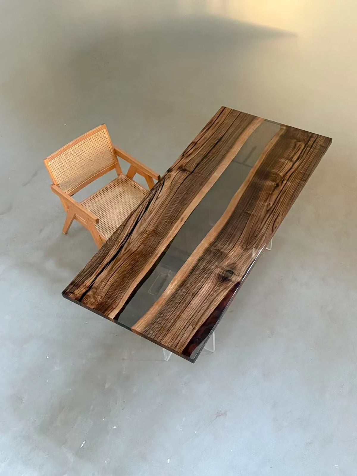 Aurora In Stock 31" x 71" x 1.5" Luxury Asian Black Walnut Epoxy Live Edge Table ATD0128