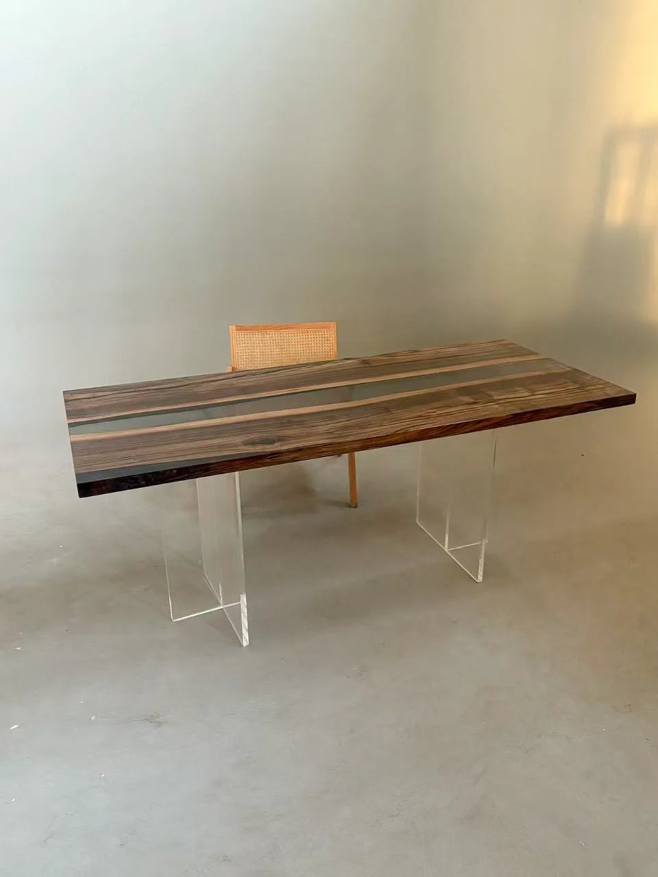 Aurora In Stock 31" x 71" x 1.5" Luxury Asian Black Walnut Epoxy Live Edge Table ATD0128