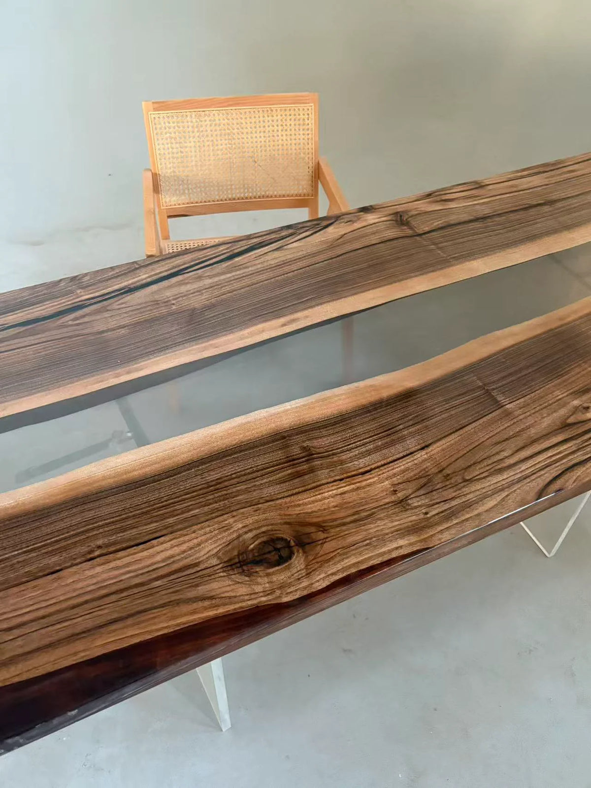 Aurora In Stock 31" x 71" x 1.5" Luxury Asian Black Walnut Epoxy Live Edge Table ATD0128