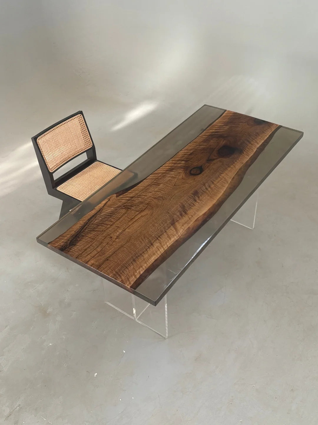 Aurora In Stock 31" x 71" x 1.5" Luxury Asian Black Walnut Epoxy Live Edge Table ATD0129 (Minor Imperfection)