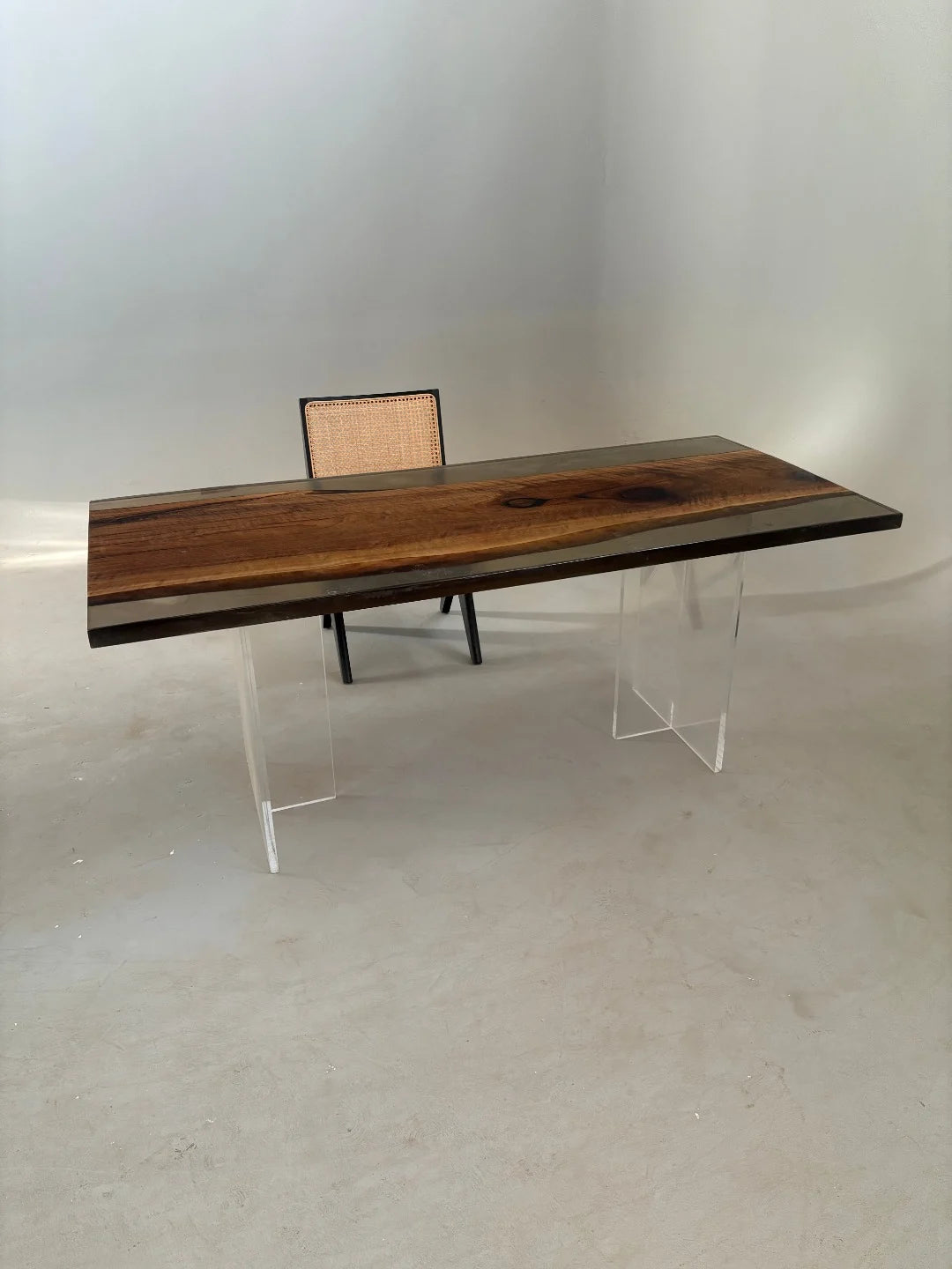 Aurora In Stock 31" x 71" x 1.5" Luxury Asian Black Walnut Epoxy Live Edge Table ATD0129 (Minor Imperfection)