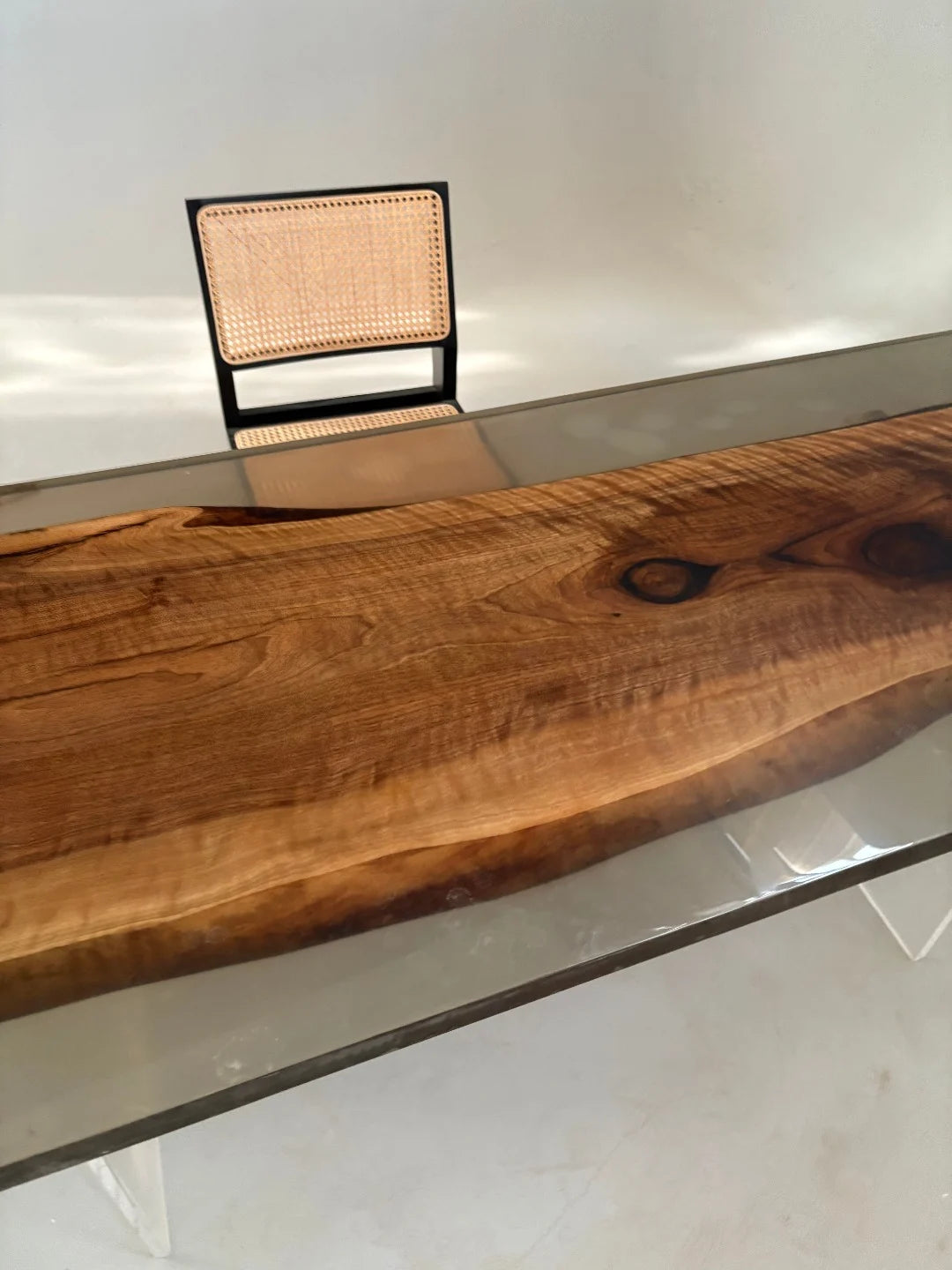 Aurora In Stock 31" x 71" x 1.5" Luxury Asian Black Walnut Epoxy Live Edge Table ATD0129 (Minor Imperfection)