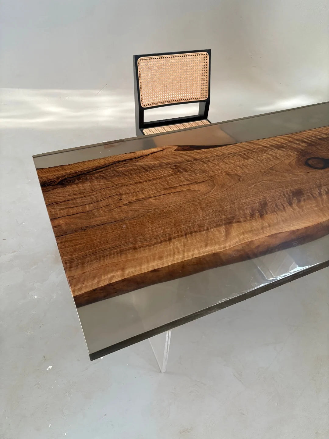 Aurora In Stock 31" x 71" x 1.5" Luxury Asian Black Walnut Epoxy Live Edge Table ATD0129 (Minor Imperfection)