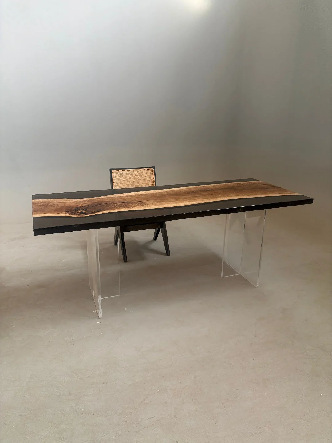 Aurora In Stock 31" x 79" x 1.5" Luxury Asian Black Walnut Epoxy Live Edge Table ATD0130 (Minor Imperfection)