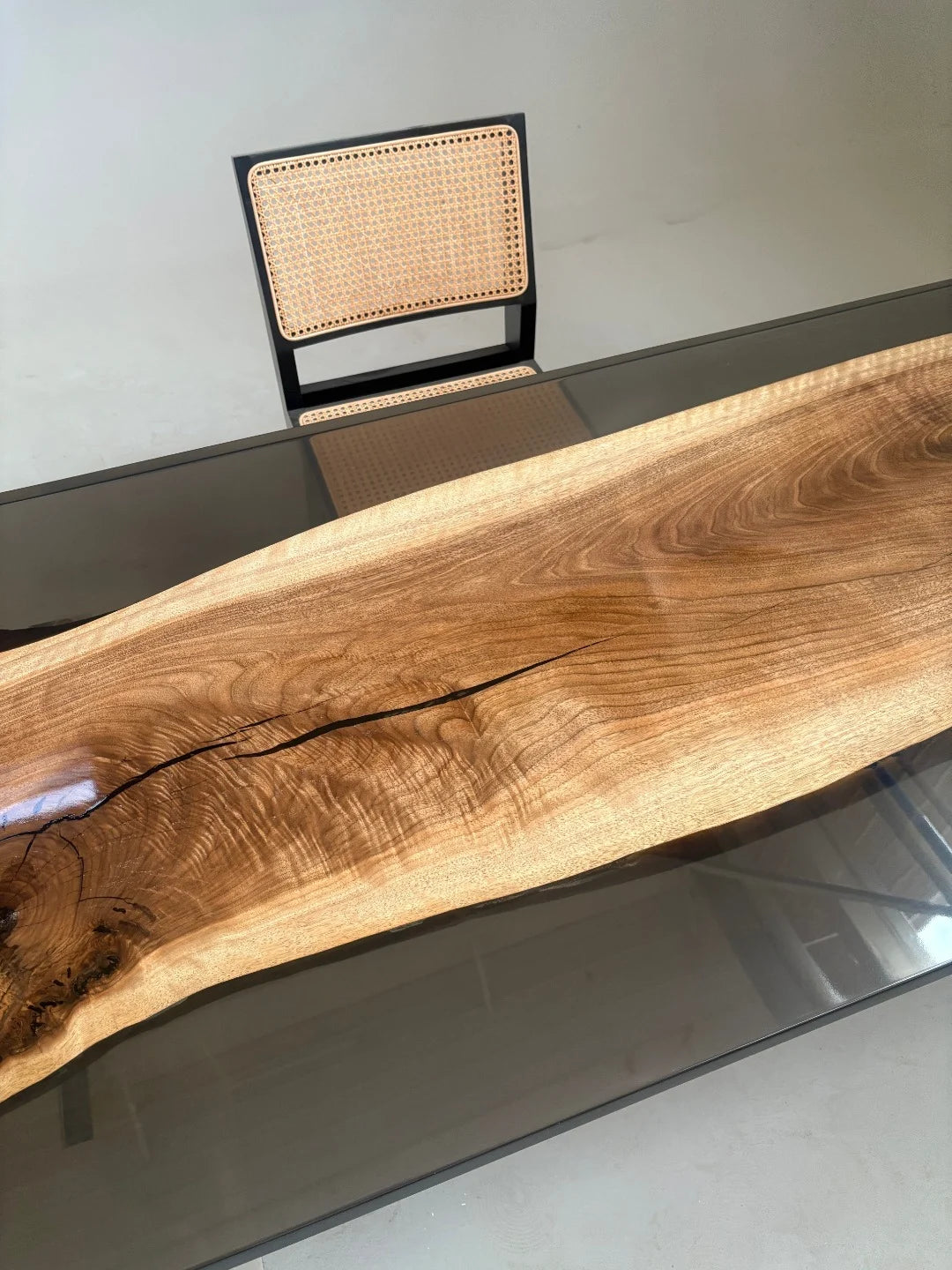 Aurora In Stock 31" x 79" x 1.5" Luxury Asian Black Walnut Epoxy Live Edge Table ATD0130 (Minor Imperfection)