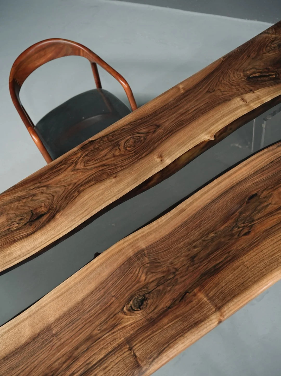 Aurora In Stock 35" x 94" x 2" Luxury Asian Black Walnut Epoxy River Table ATD0131