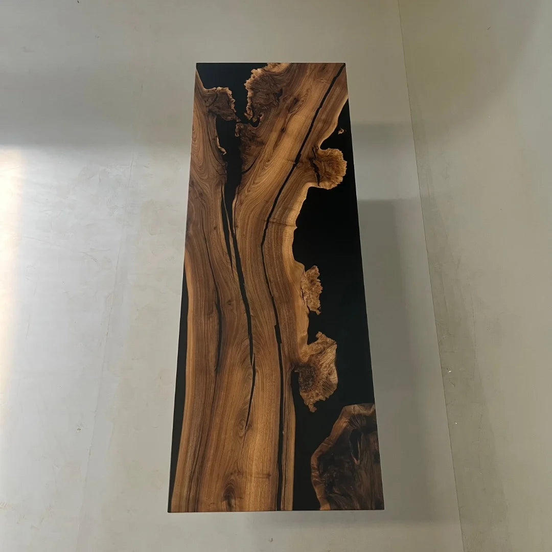 Aurora In Stock 35" x 98" x 2" Luxury Asian Black Walnut Epoxy River Table ATD0132