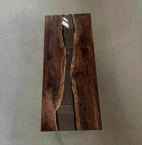Aurora In Stock 35" x 87" x 2" Luxury Asian Black Walnut Epoxy River Table ATD0133