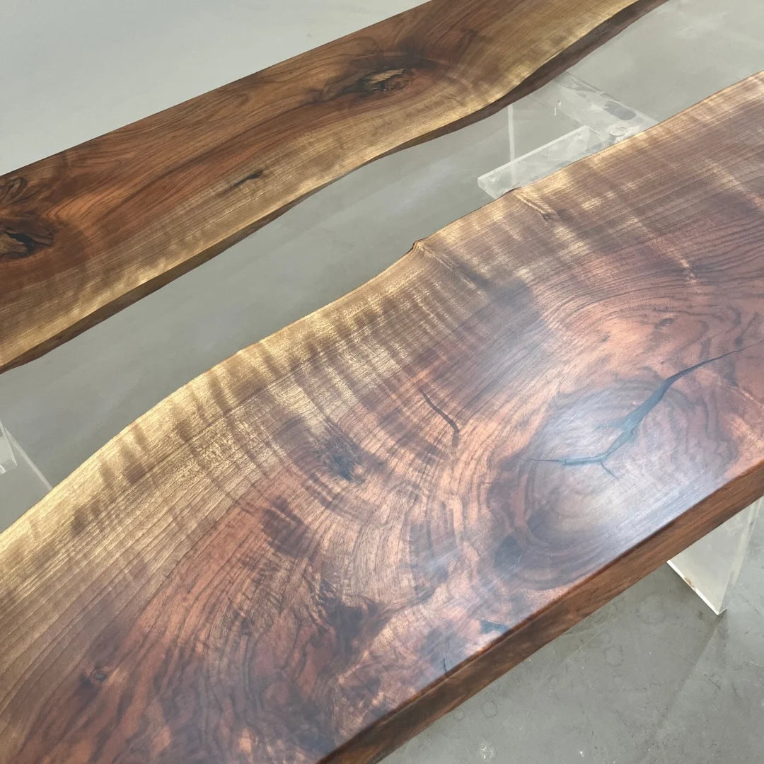 Aurora In Stock 31" x 71" x 2" Luxury Asian Black Walnut Epoxy River Table ATD0134