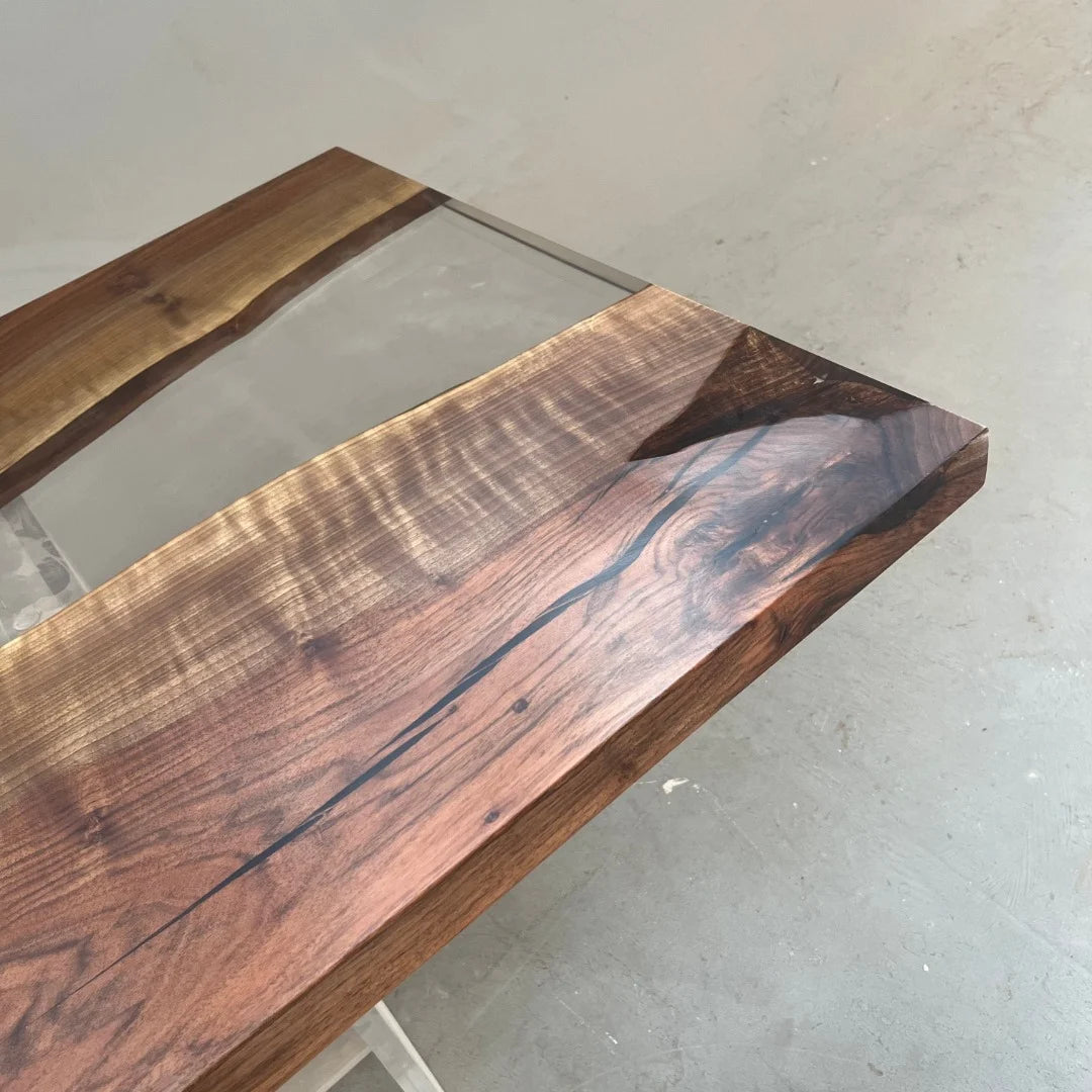 Aurora In Stock 31" x 71" x 2" Luxury Asian Black Walnut Epoxy River Table ATD0134