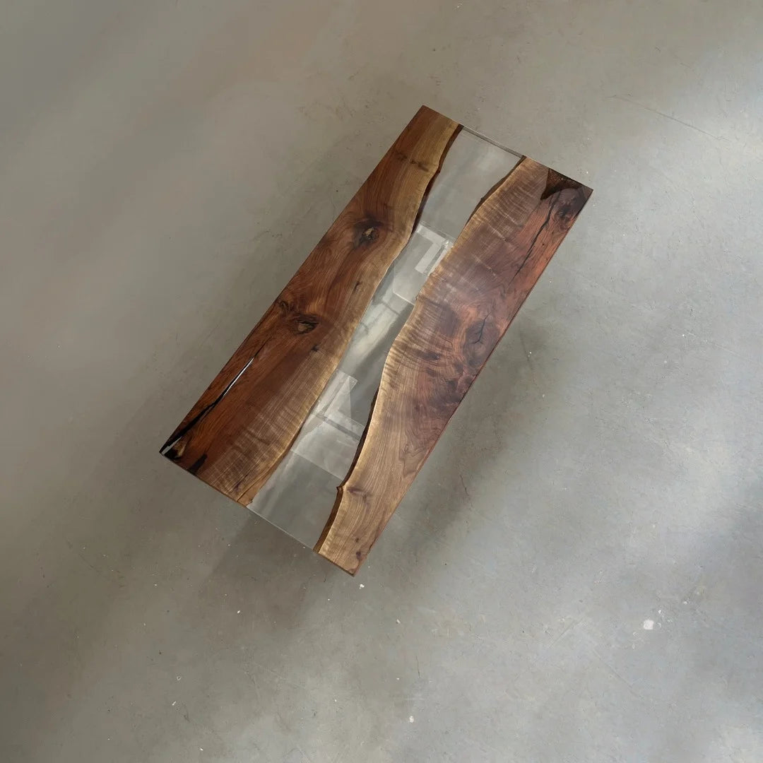 Aurora In Stock 31" x 71" x 2" Luxury Asian Black Walnut Epoxy River Table ATD0134