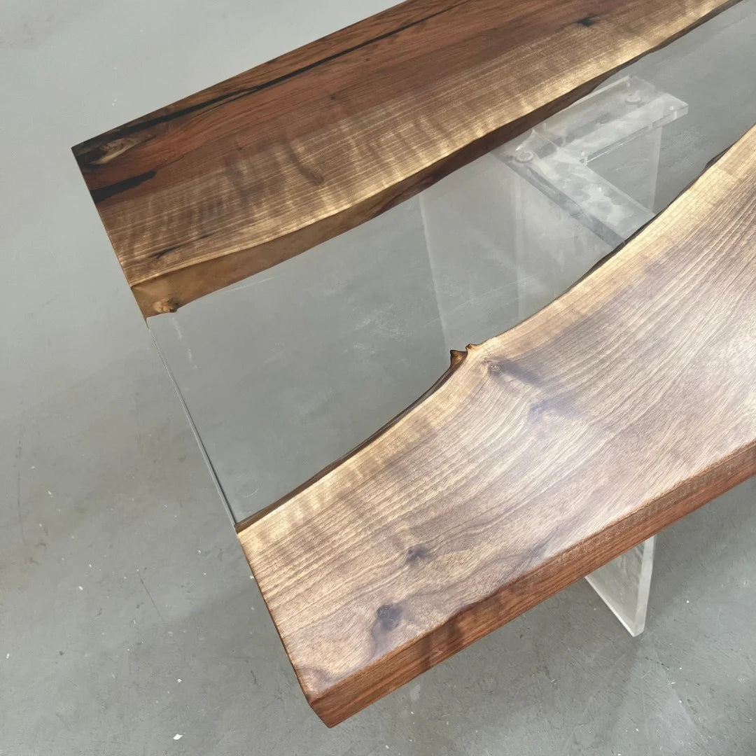 Aurora In Stock 31" x 71" x 2" Luxury Asian Black Walnut Epoxy River Table ATD0134