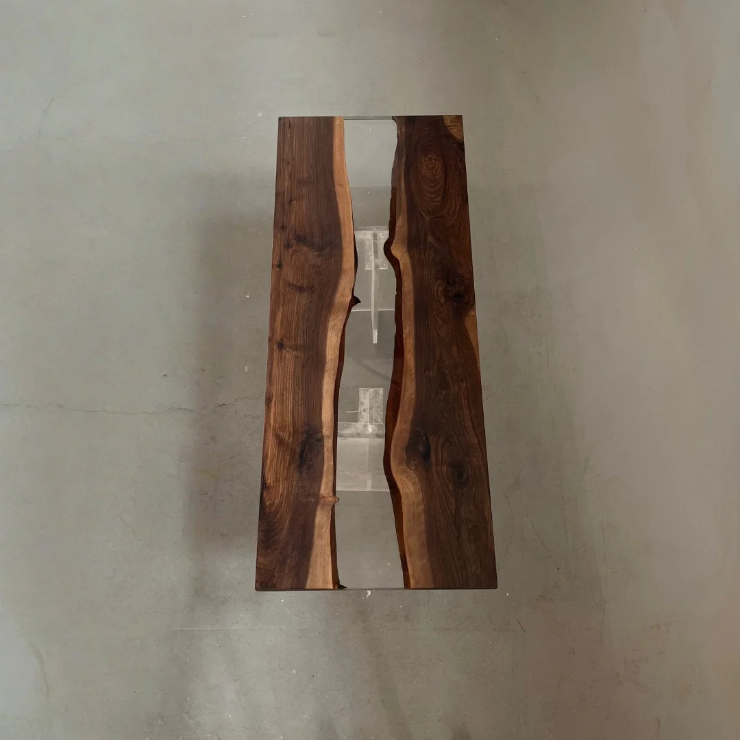 Aurora In Stock 31" x 79" x 2" Luxury Asian Black Walnut Epoxy River Table ATD0135