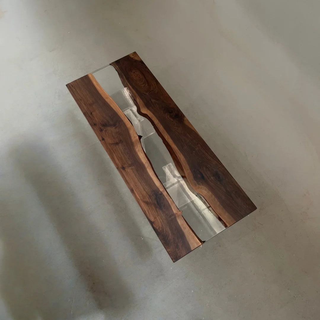 Aurora In Stock 31" x 79" x 2" Luxury Asian Black Walnut Epoxy River Table ATD0135