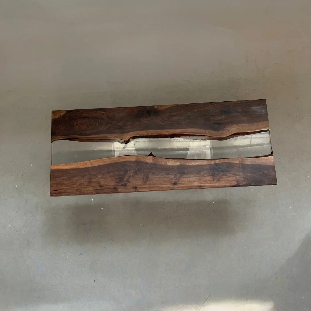 Aurora In Stock 31" x 79" x 2" Luxury Asian Black Walnut Epoxy River Table ATD0135