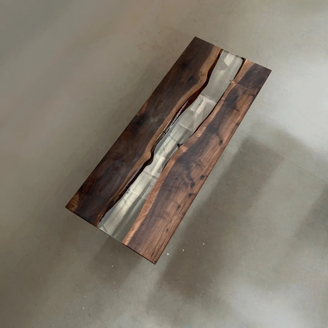 Aurora In Stock 31" x 79" x 2" Luxury Asian Black Walnut Epoxy River Table ATD0135