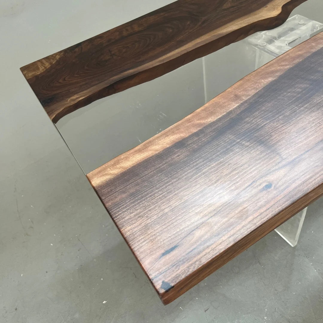 Aurora In Stock 31" x 79" x 2" Luxury Asian Black Walnut Epoxy River Table ATD0135