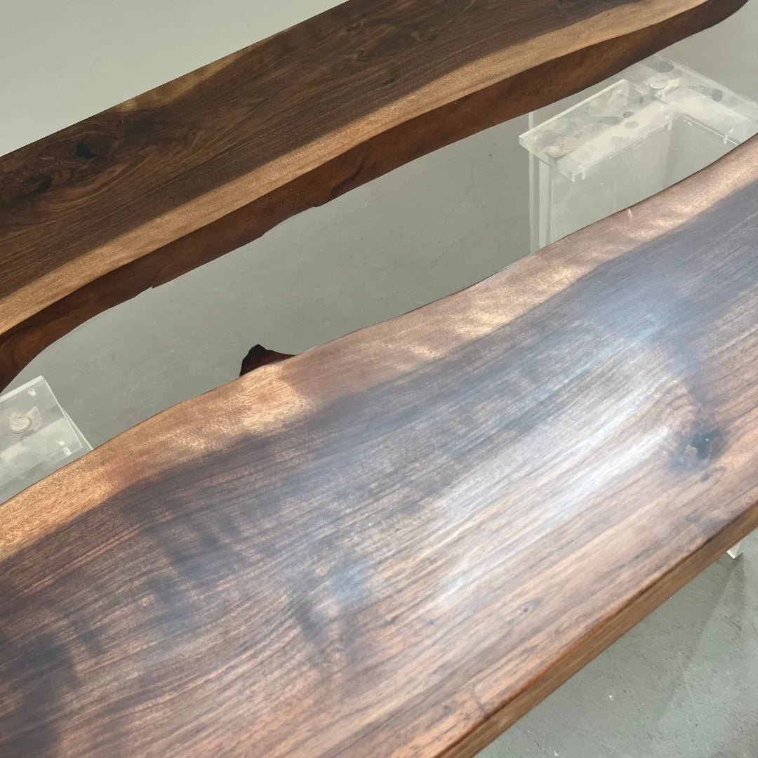 Aurora In Stock 31" x 79" x 2" Luxury Asian Black Walnut Epoxy River Table ATD0135